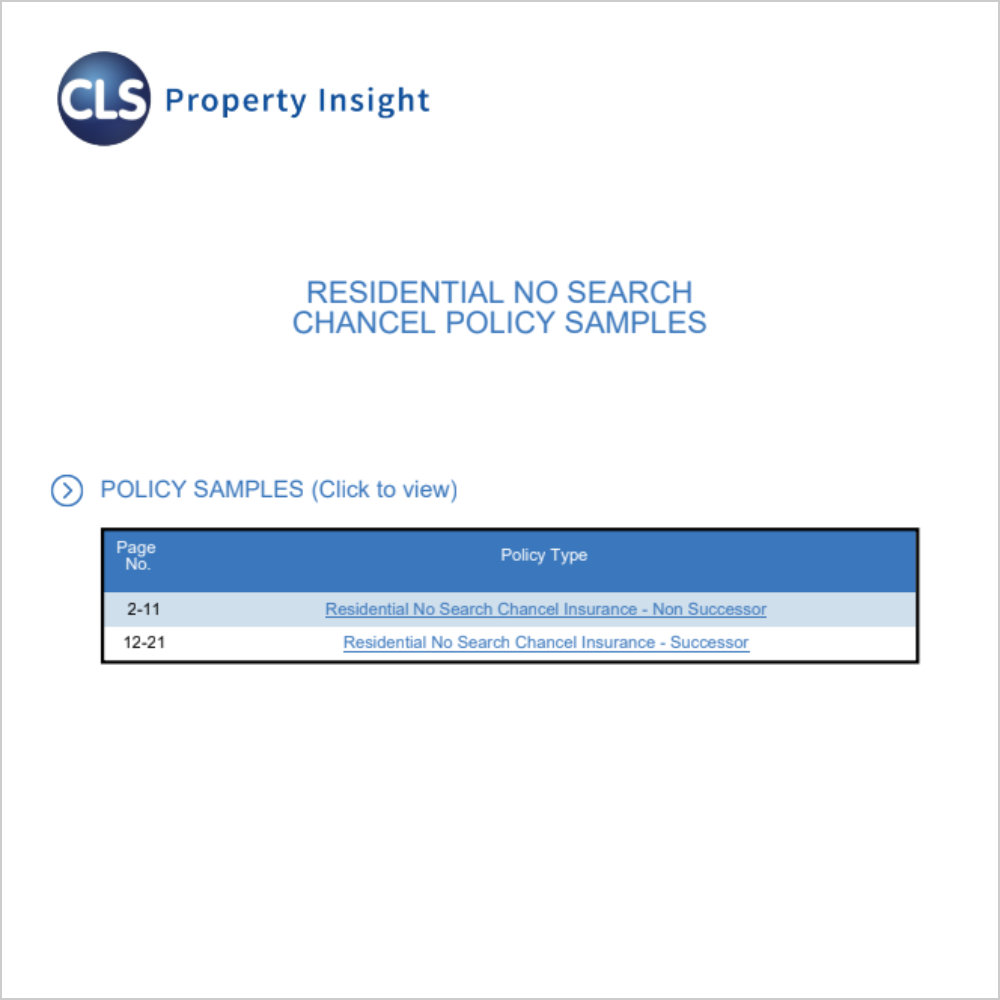 No Chancel Search Insurance Sample
