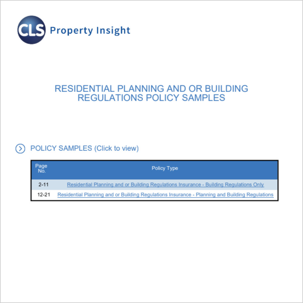 Lack of Buildings Regulations Insurance Sample