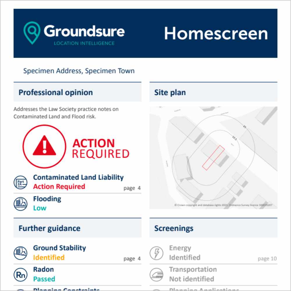 Groundsure Homescreen Sample
