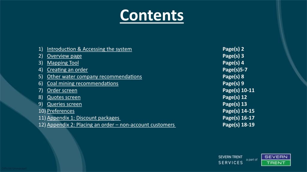Ordering platform user guide contents
