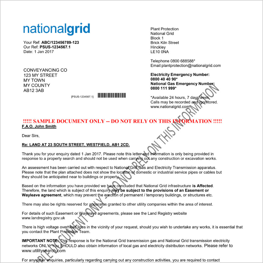 National Grid Transmission Search Sample