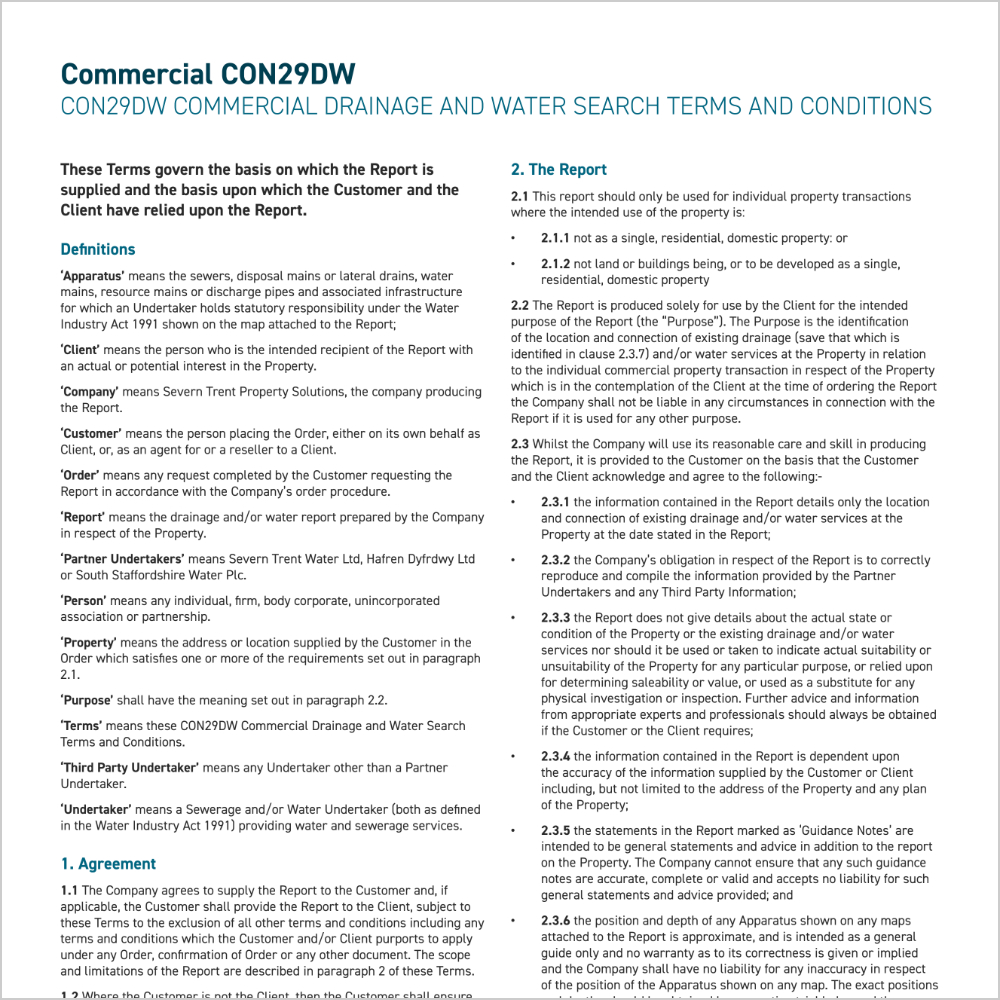 Commercial CON29DW Terms and Conditions
